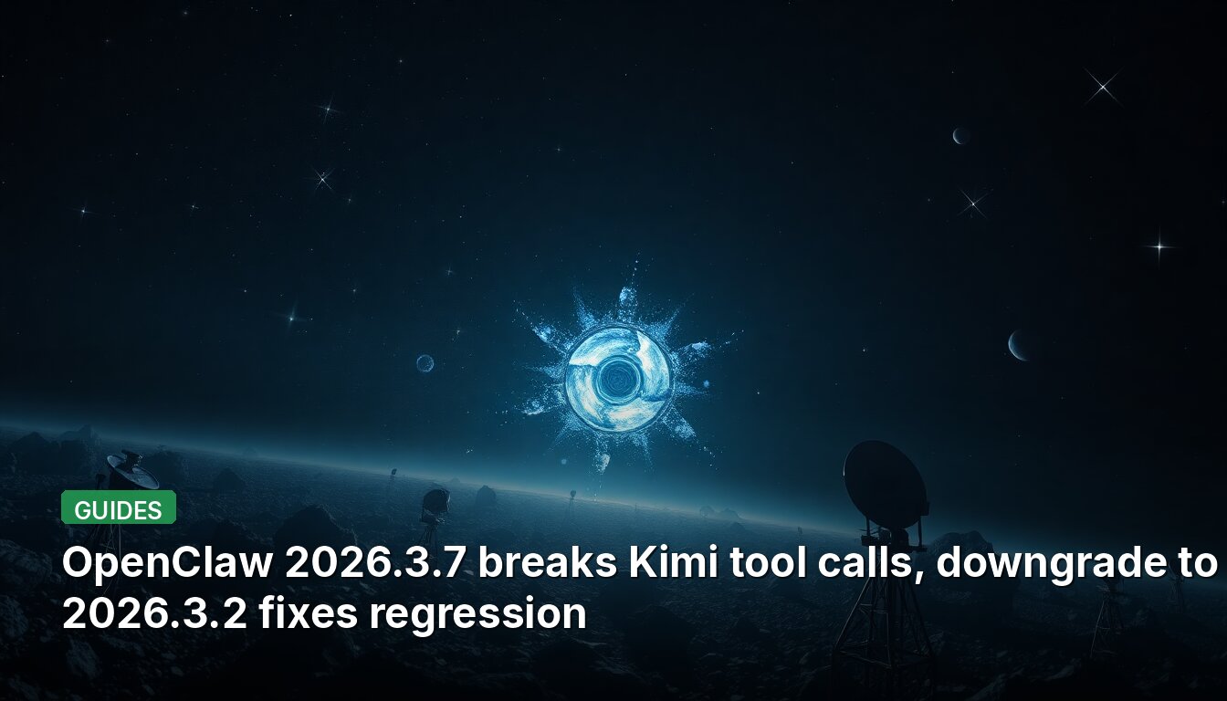 OpenClaw 2026.3.7 casse les appels d'outils Kimi, revenir à la version 2026.3.2 corrige la régression.