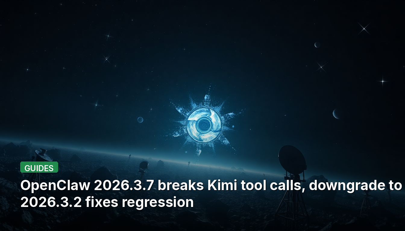 OpenClaw 2026.3.7 casse les appels d'outils Kimi, revenir à la version 2026.3.2 corrige la régression.