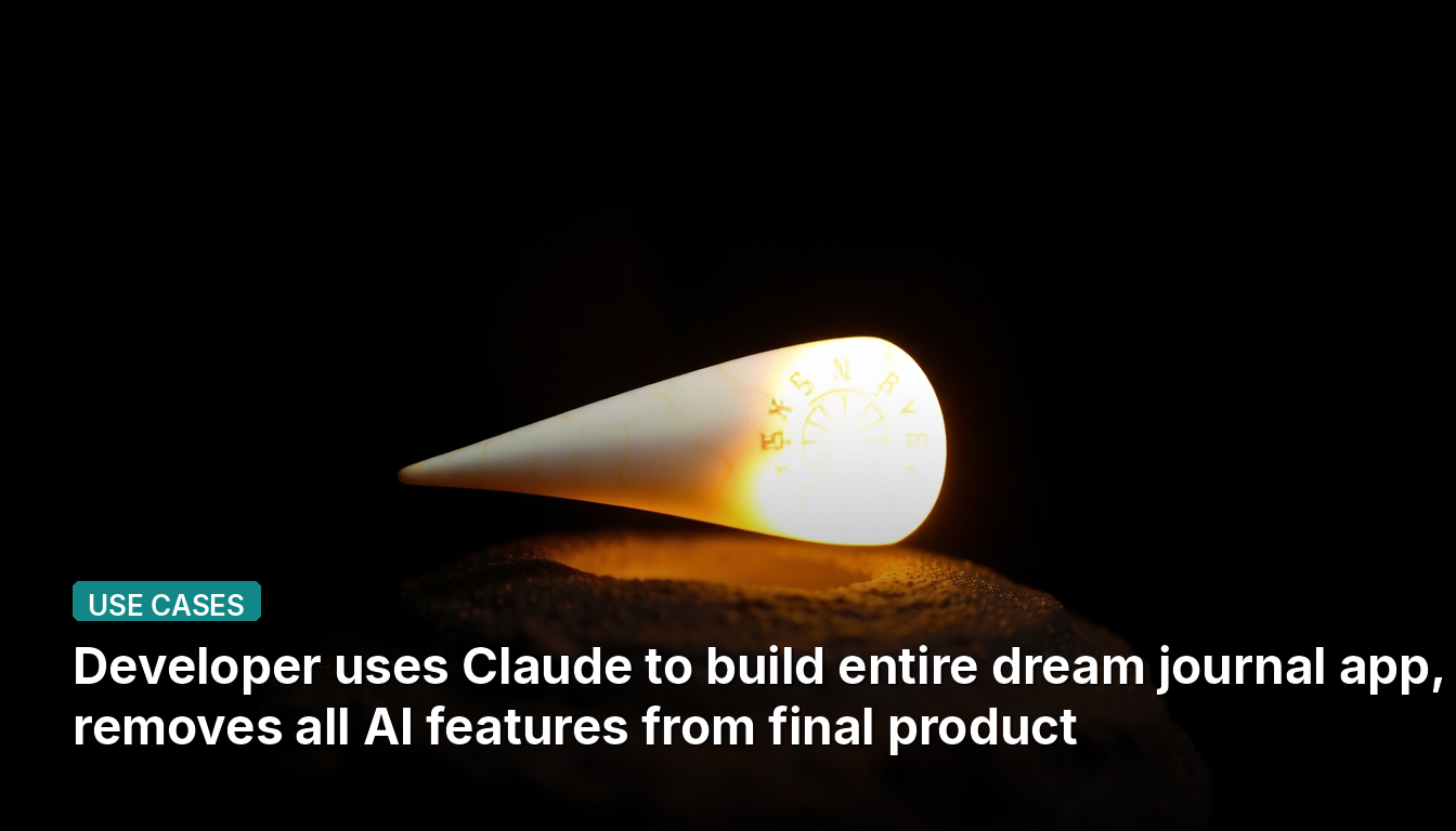 El desarrollador usa Claude para crear una aplicación completa de diario de sueños, pero elimina todas las funciones de IA del producto final.