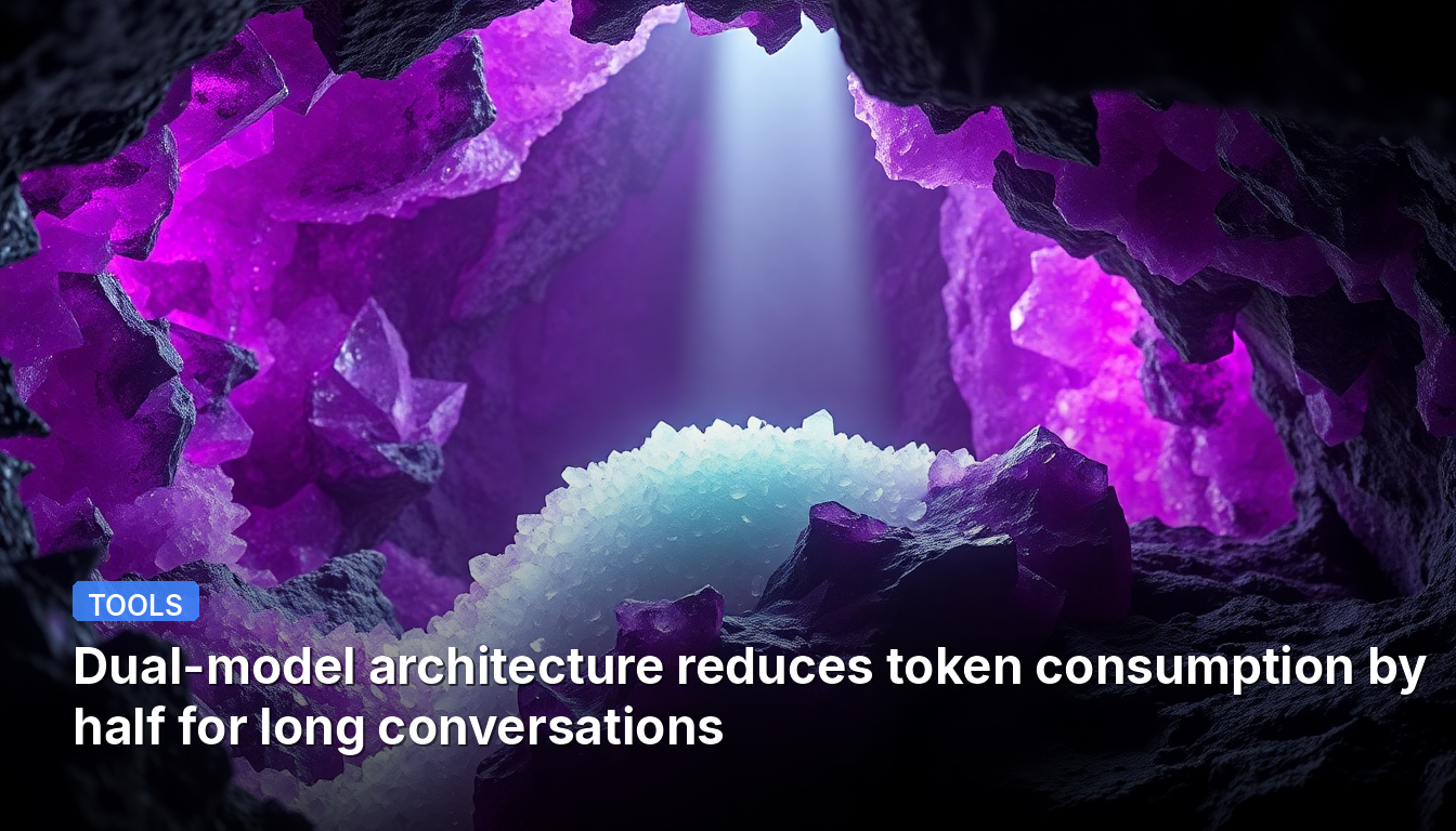 A arquitetura de modelo duplo reduz o consumo de tokens pela metade em conversas longas.