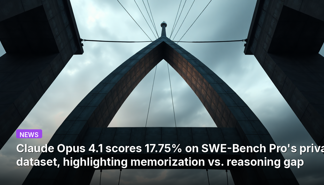 Claude Opus 4.1 obtient un score de 17,75 % sur l'ensemble de données privé de SWE-Bench Pro, mettant en lumière l'écart entre mémorisation et raisonnement.