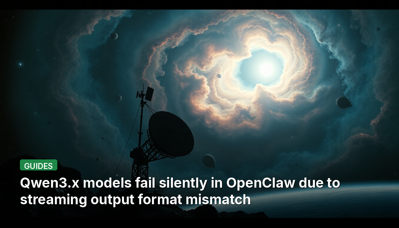 Qwen3.xモデルは、ストリーミング出力形式の不一致により、OpenClawでサイレントに失敗します。