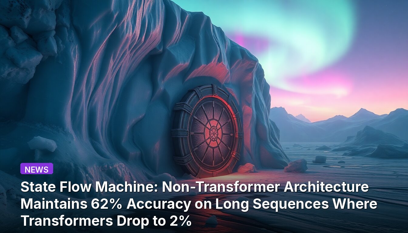 State Flow Machine: Non-Transformer Architecture Maintains 62% Accuracy on Long Sequences Where Transformers Drop to 2%