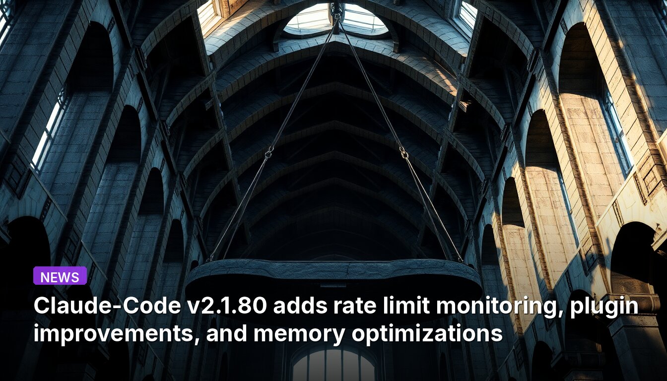 Claude-Code v2.1.80では、レート制限の監視機能、プラグインの改善、およびメモリ最適化が追加されました。
