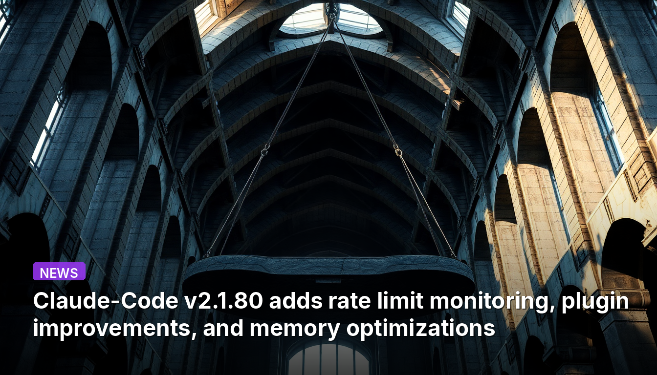 Claude-Code v2.1.80では、レート制限の監視機能、プラグインの改善、およびメモリ最適化が追加されました。