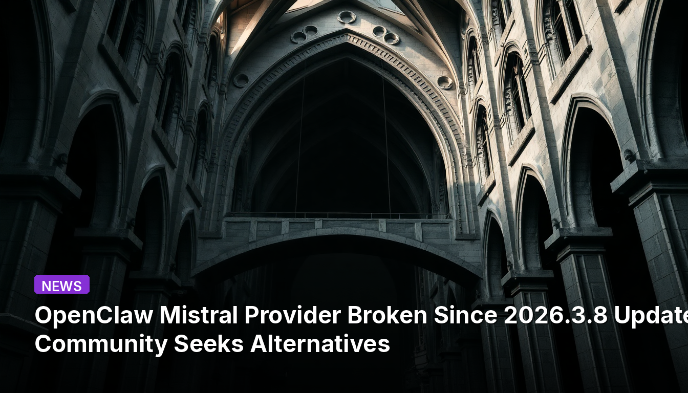 OpenClaw Mistralプロバイダー、2026.3.8アップデート以降に障害発生、コミュニティは代替手段を模索中