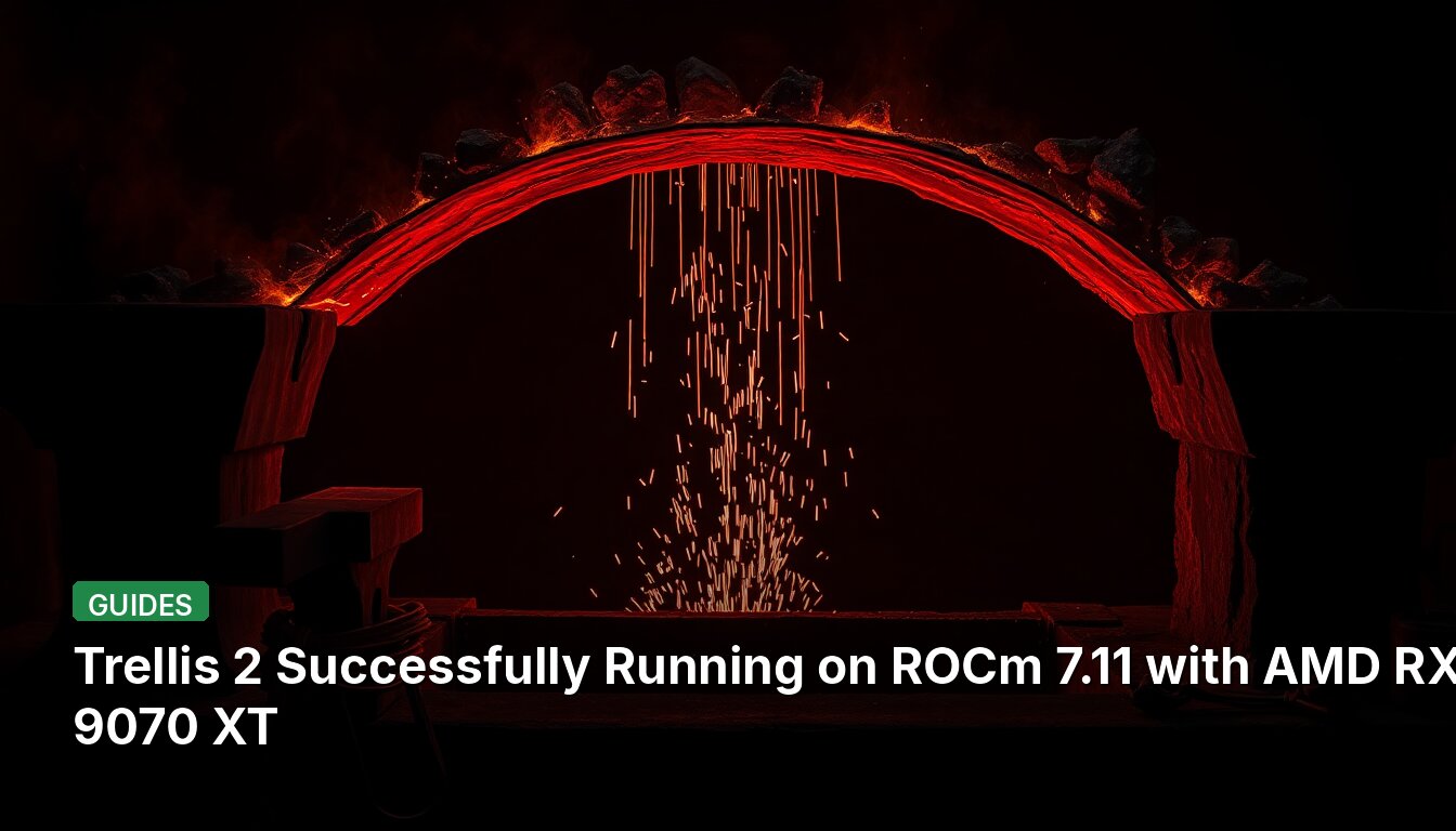 Trellis 2 успешно работает на ROCm 7.11 с видеокартой AMD RX 9070 XT.