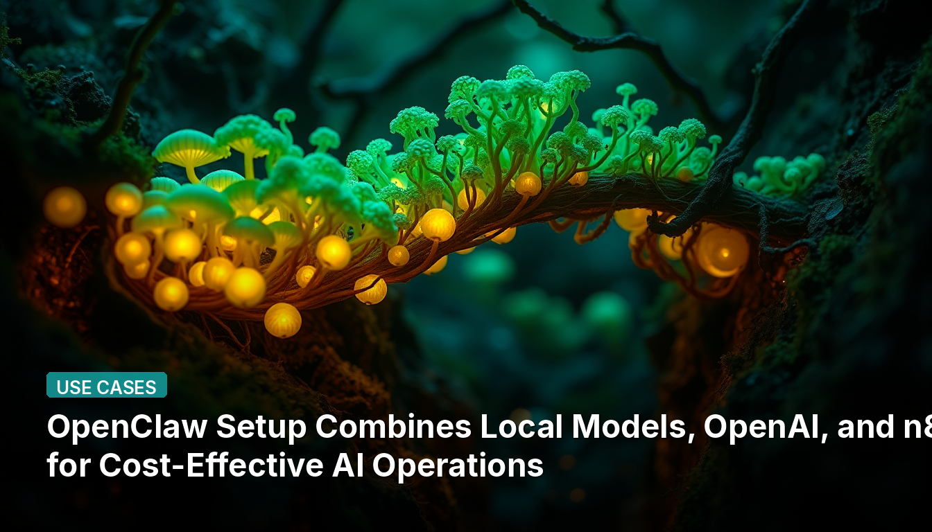 OpenClawセットアップは、ローカルモデル、OpenAI、n8nを組み合わせ、コスト効率の高いAI運用を実現します。