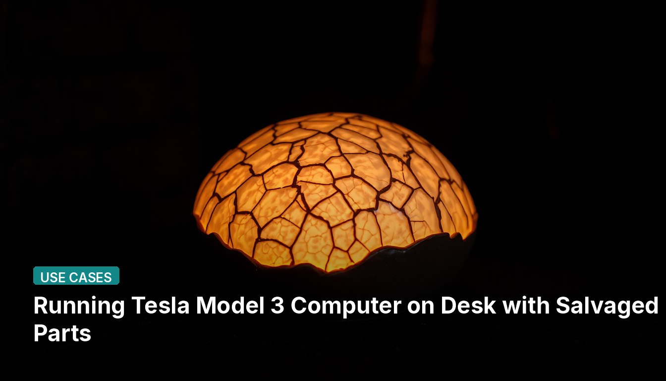 Exécution de l'ordinateur de la Tesla Model 3 sur un bureau avec des pièces de récupération