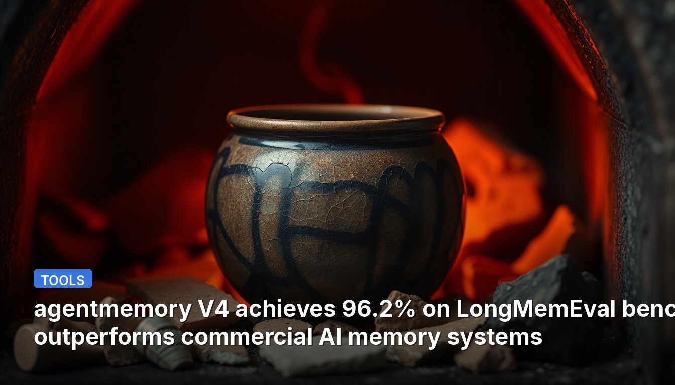 Агентная память V4 достигает 96,2% на бенчмарке LongMemEval, превосходя коммерческие системы памяти искусственного интеллекта.
