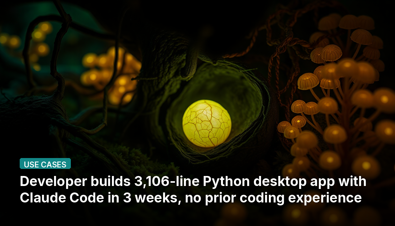 Разработчик создал настольное приложение на Python объёмом в 3 106 строк с помощью Claude Code за 3 недели, не имея предыдущего опыта программирования.