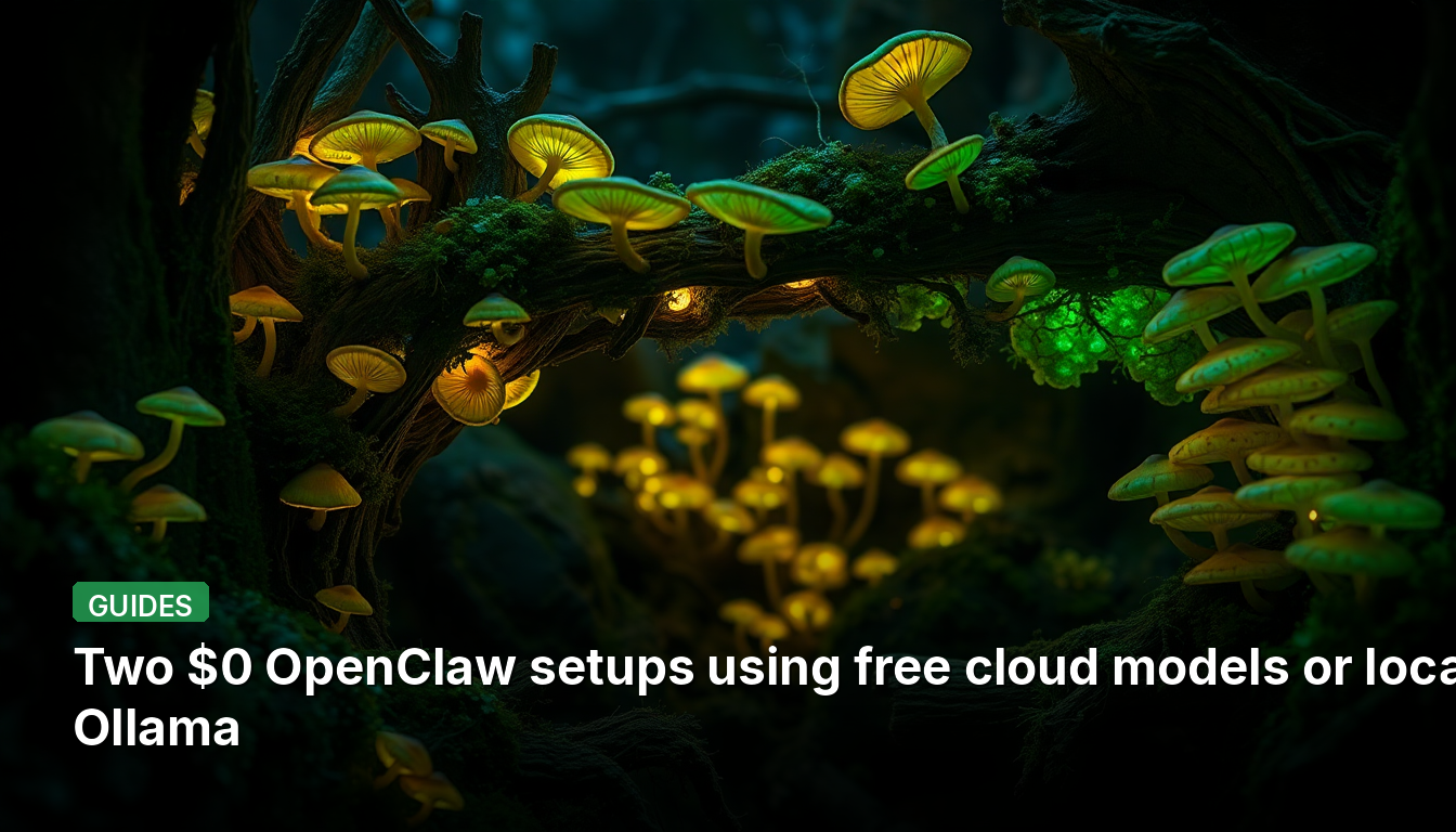 두 개의 $0 OpenClaw 설정, 무료 클라우드 모델 또는 로컬 Ollama 사용