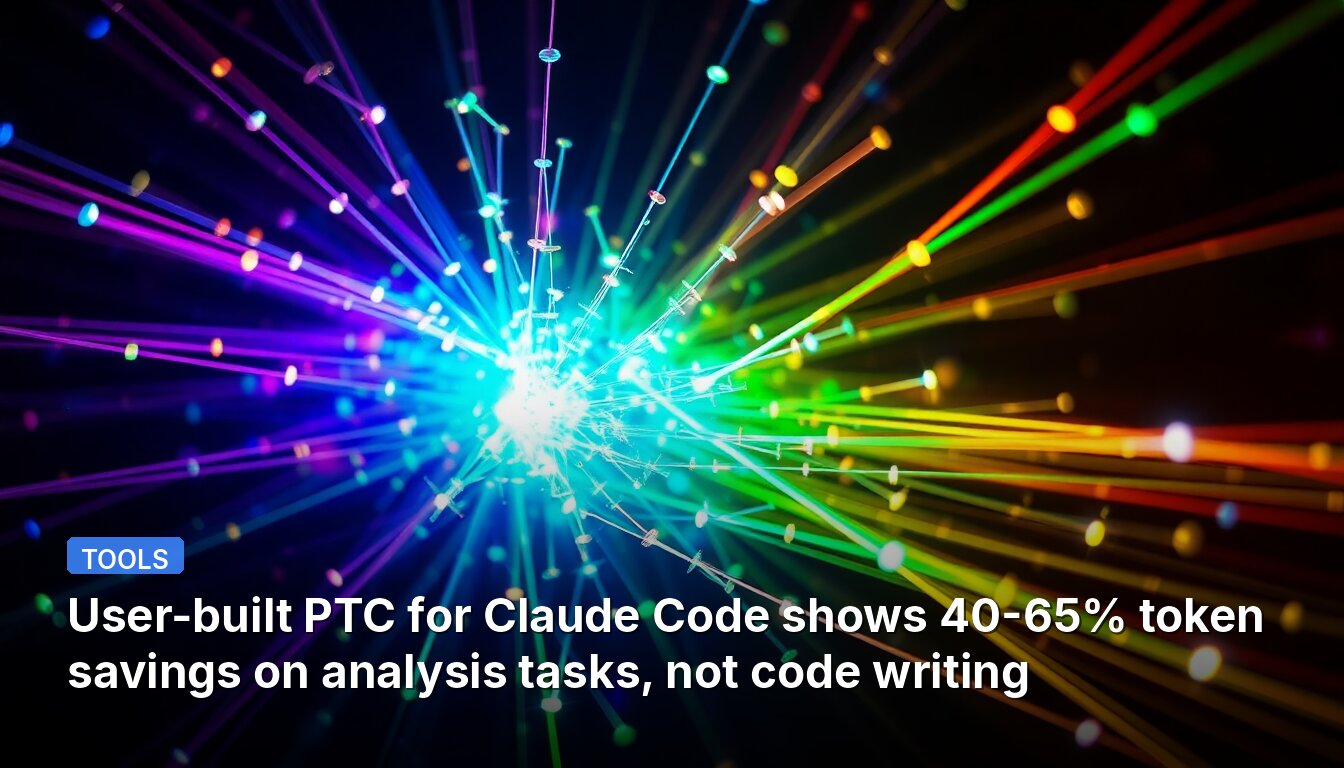 PTC construído pelo usuário para Claude Code mostra economia de 40-65% de tokens em tarefas de análise, não em escrita de código.