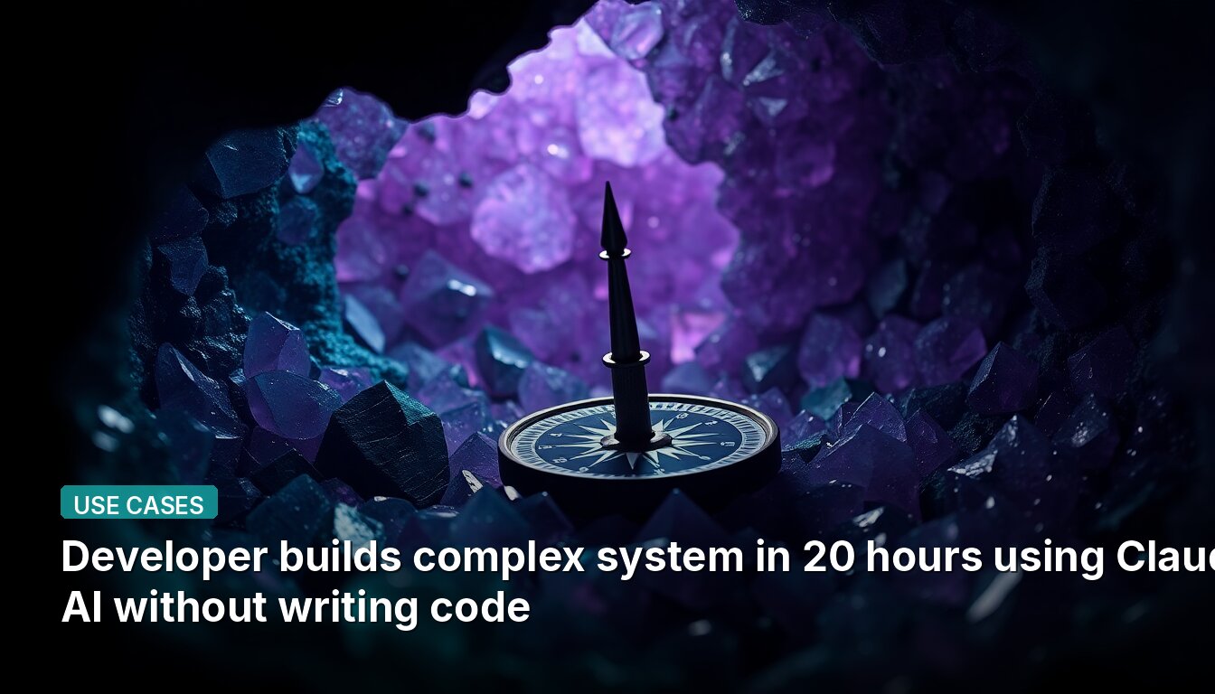 Desarrollador construye sistema complejo en 20 horas usando Claude AI sin escribir código.