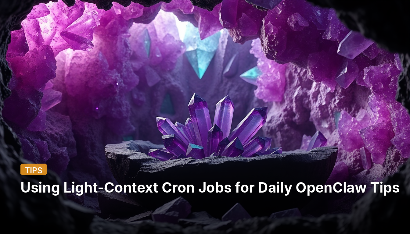 일일 OpenClaw 팁을 위한 경량 컨텍스트 Cron 작업 사용