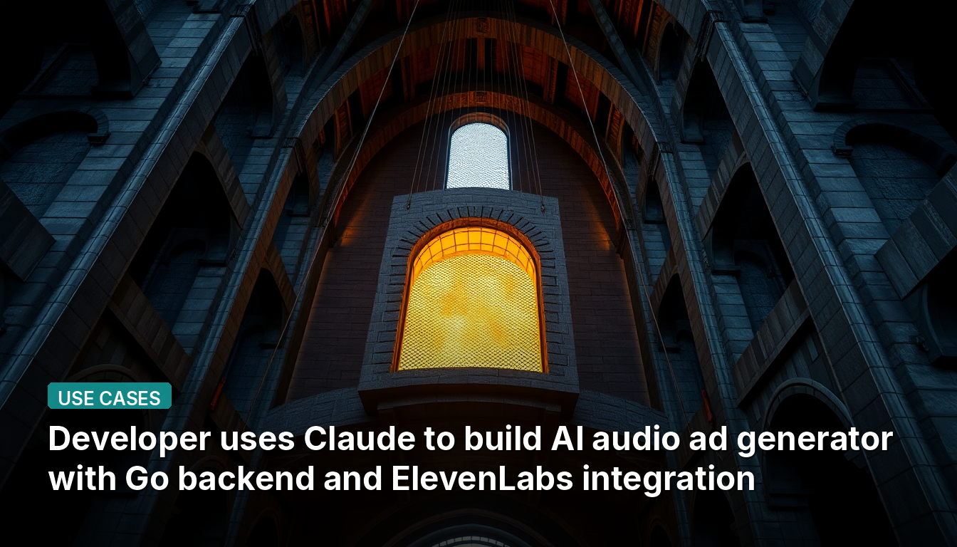 Développeur utilise Claude pour construire un générateur d'annonces audio IA avec backend en Go et intégration ElevenLabs