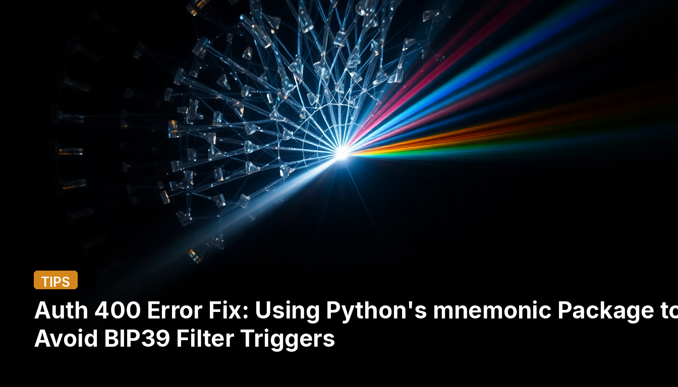 인증 400 오류 해결: BIP39 필터 트리거 방지를 위한 Python의 mnemonic 패키지 활용