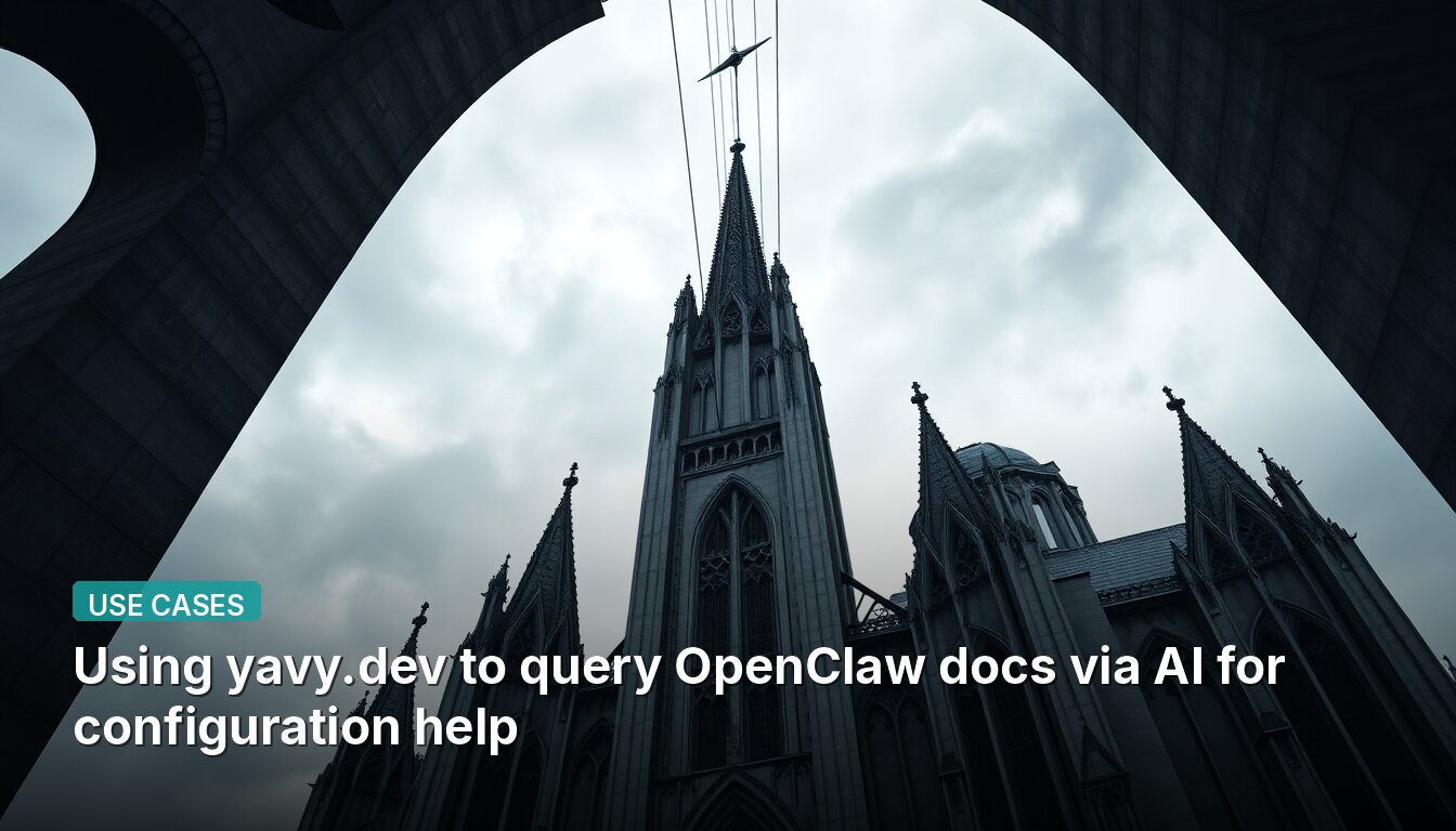 Использование yavy.dev для запросов к документации OpenClaw через ИИ для помощи с настройкой.