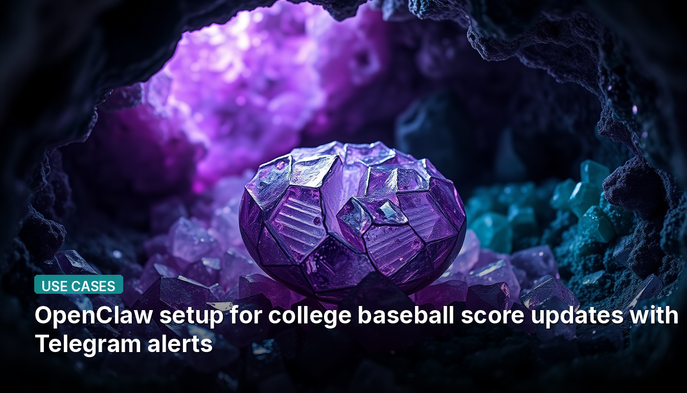 Configuração do OpenClaw para atualizações de placar de beisebol universitário com alertas no Telegram