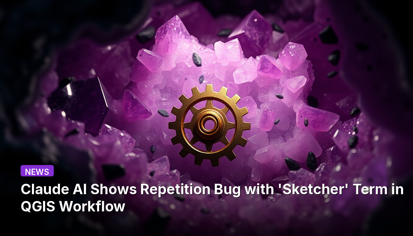 Claude AIがQGISワークフローで「Sketcher」用語の反復バグを示す