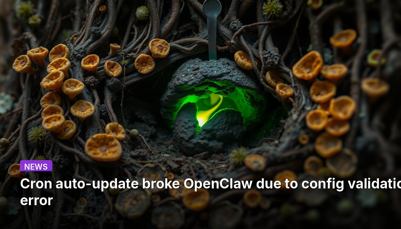 La actualización automática de Cron rompió OpenClaw debido a un error de validación de configuración.