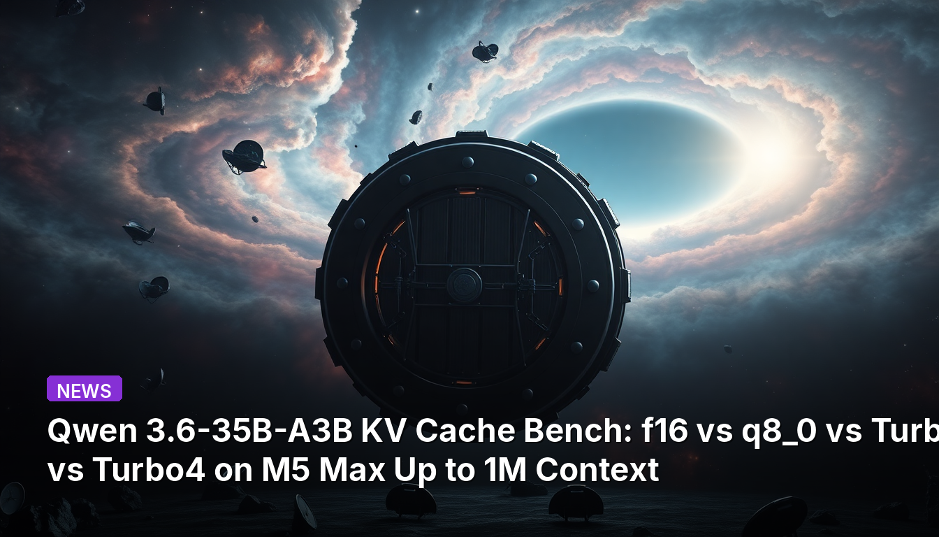 Bench du cache KV Qwen 3.6-35B-A3B : f16 vs q8_0 vs Turbo3 vs Turbo4 sur M5 Max jusqu'à 1M de contexte