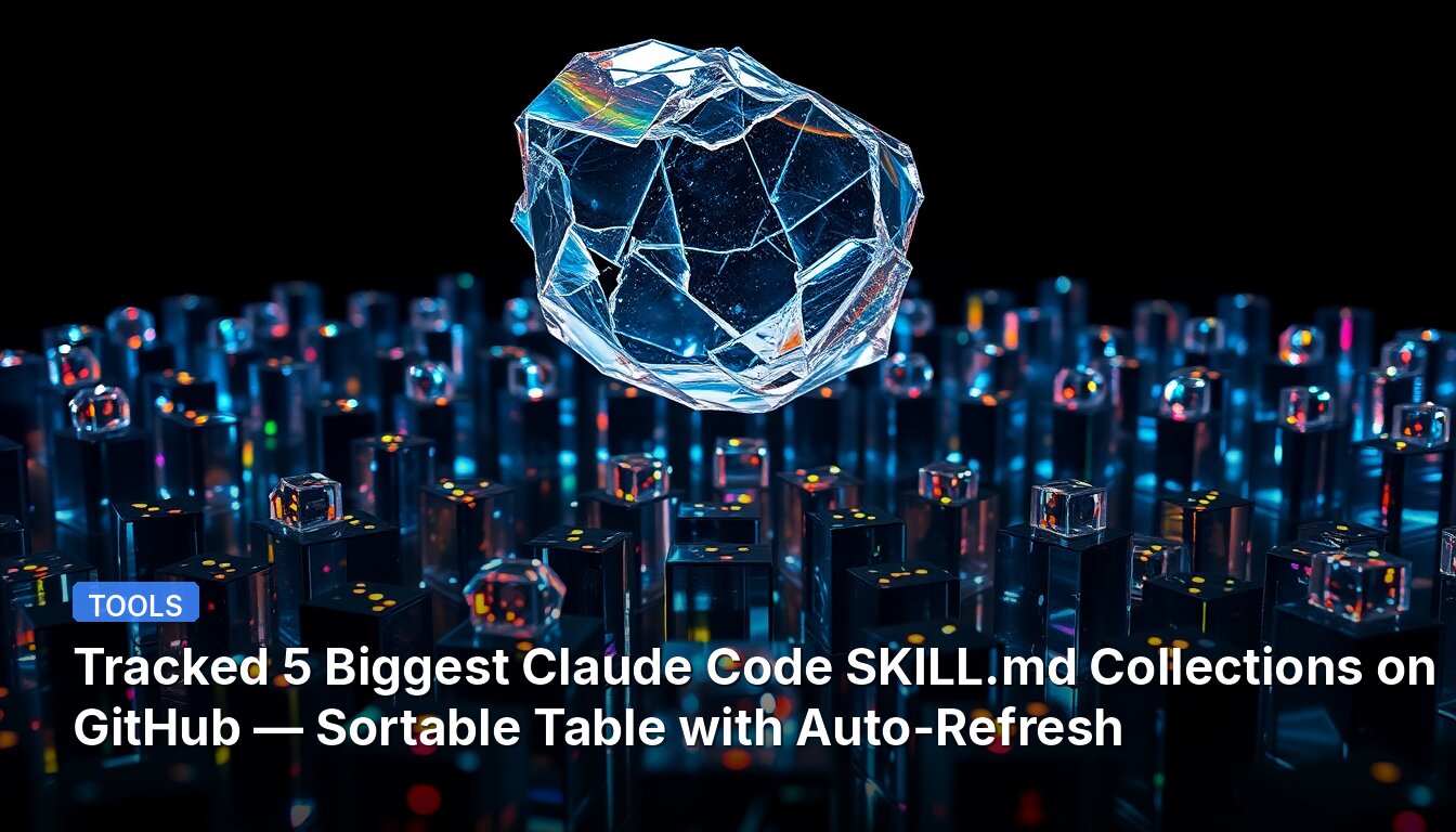 Les 5 plus grandes collections SKILL.md de Claude Code suivies sur GitHub — Tableau triable avec auto-actualisation