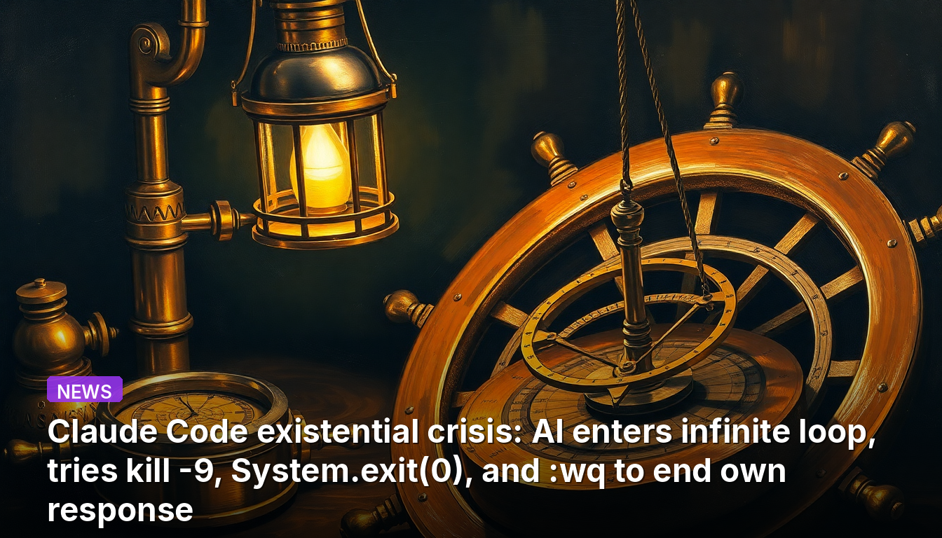 Claude Code実存的危機:AIが無限ループに陥り、kill -9、System.exit(0)、:wqで自身の応答を終了しようとする