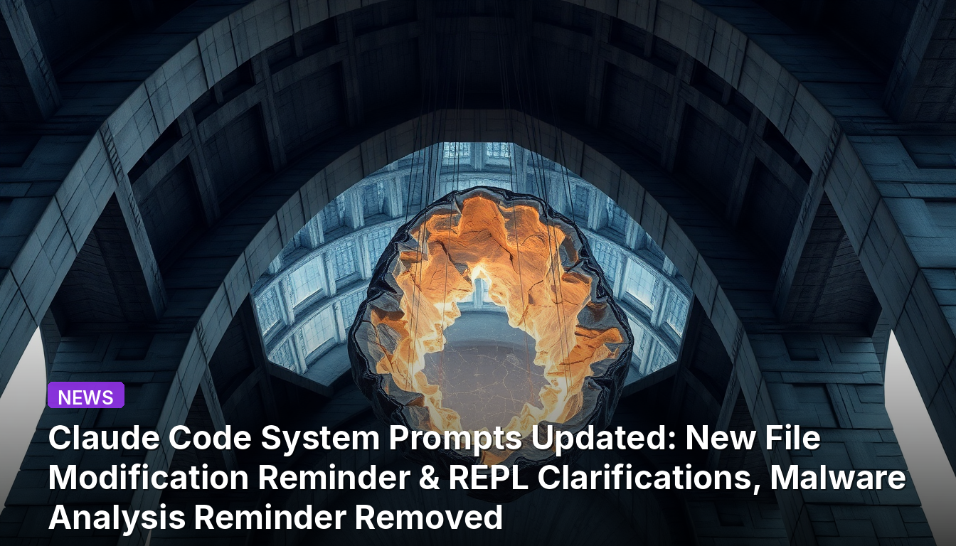 Claude Code System Prompts Updated: New File Modification Reminder & REPL Clarifications, Malware Analysis Reminder Removed