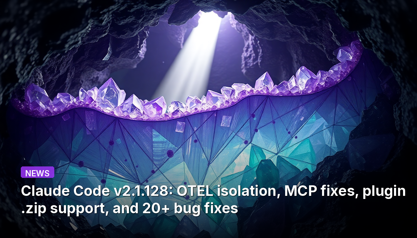 Claude Code v2.1.128: OTEL分離、MCP修正、プラグイン.zipサポート、および20以上のバグ修正