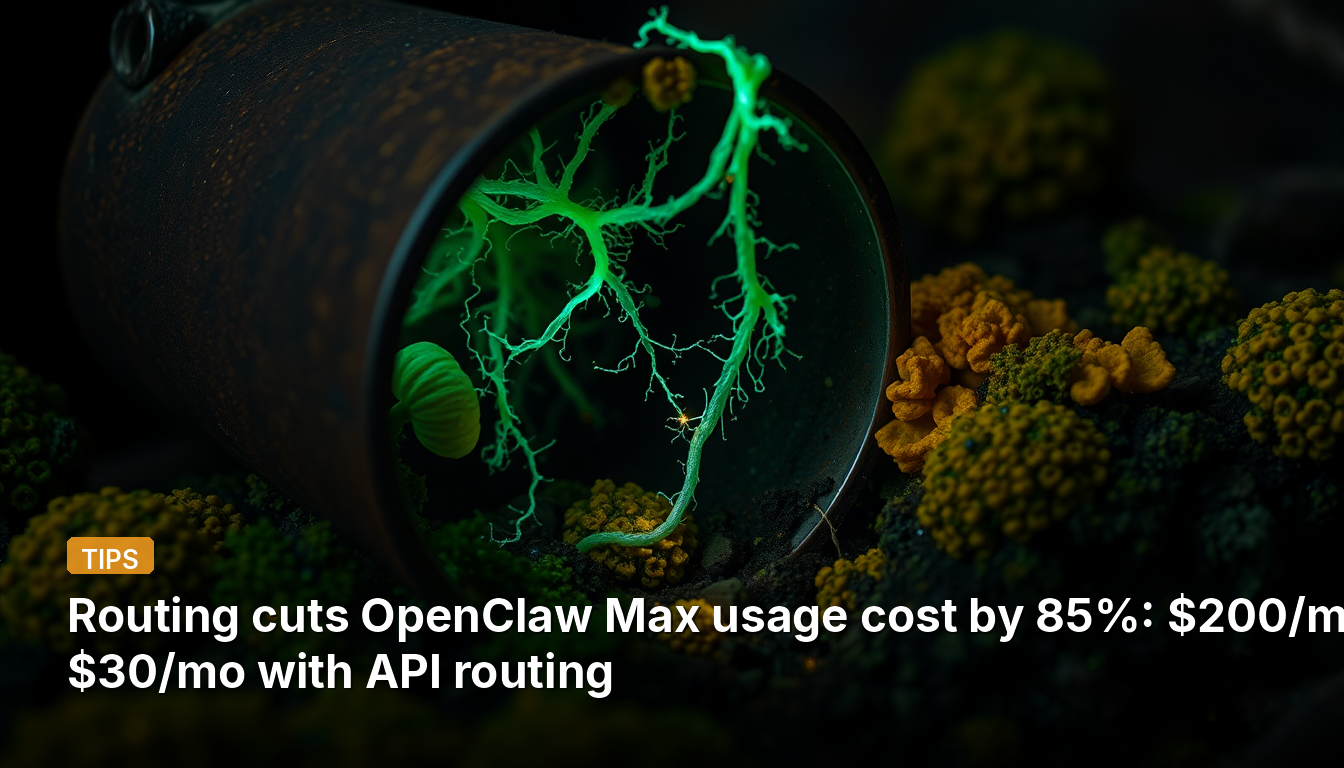 El enrutamiento reduce el costo máximo de uso de OpenClaw en un 85%: de $200/mes a $30/mes con enrutamiento API