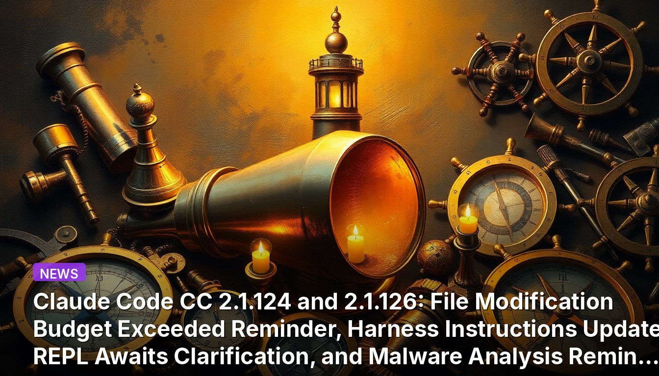 Claude Code CC 2.1.124 e 2.1.126: Lembrete de Orçamento de Modificação de Arquivo Excedido, Atualização das Instruções do Harness, REPL Aguarda Esclarecimento e Lembrete de Análise de Malware Removido