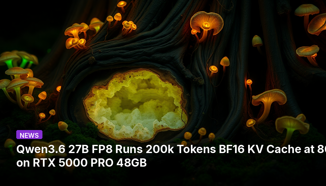Qwen3.6 27B FP8, RTX 5000 PRO 48GB에서 BF16 KV 캐시 20만 토큰을 80 TPS로 실행