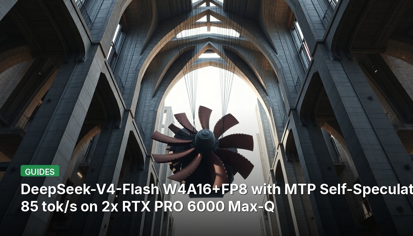 DeepSeek-V4-Flash W4A16+FP8 con autospeculación MTP: 85 tok/s en 2x RTX PRO 6000 Max-Q