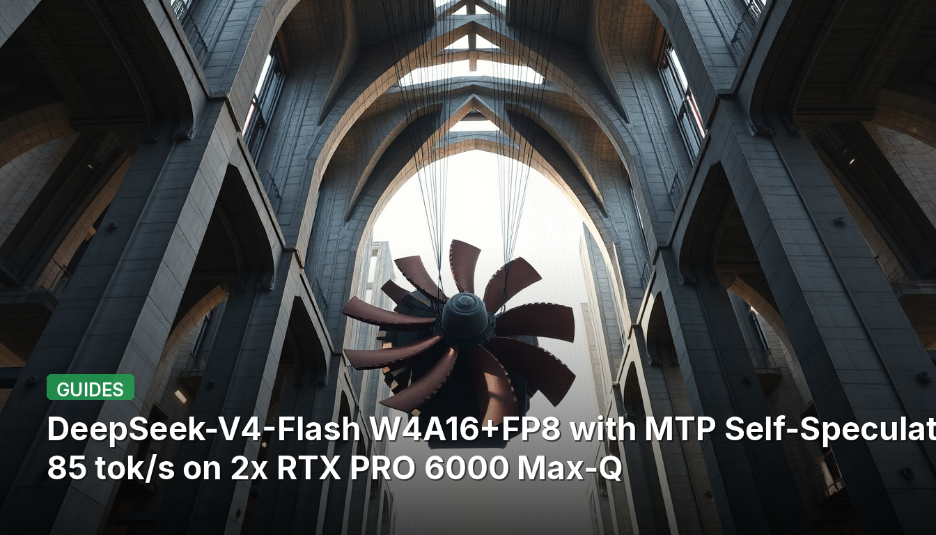 DeepSeek-V4-Flash W4A16+FP8 с MTP-самоспекуляцией: 85 ток/с на 2x RTX PRO 6000 Max-Q