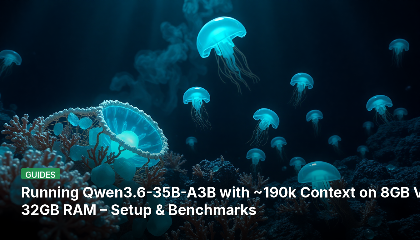 Exécution de Qwen3.6-35B-A3B avec ~190k de contexte sur 8 Go de VRAM + 32 Go de RAM – Configuration et benchmarks
