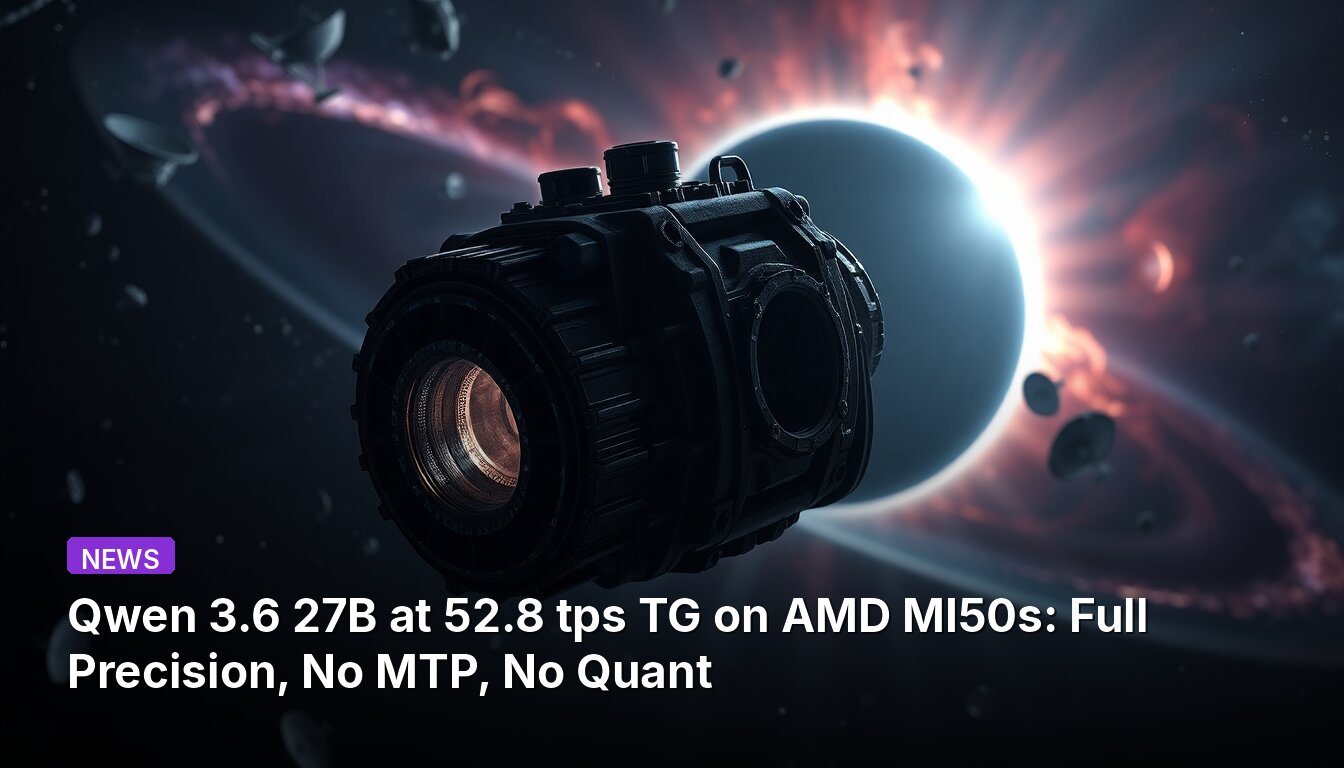 Qwen 3.6 27B при 52.8 tps TG на AMD MI50s: полная точность, без MTP, без квантизации