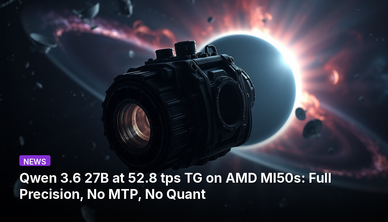 Qwen 3.6 27B a 52.8 tps TG en AMD MI50s: Precisión completa, sin MTP, sin cuantización