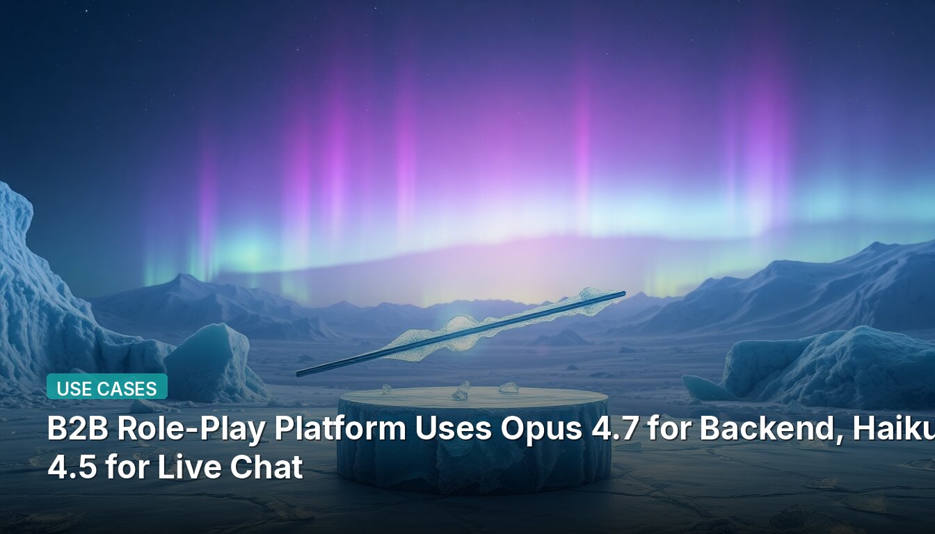 B2Bロールプレイプラットフォーム、バックエンドにOpus 4.7、ライブチャットにHaiku 4.5を採用