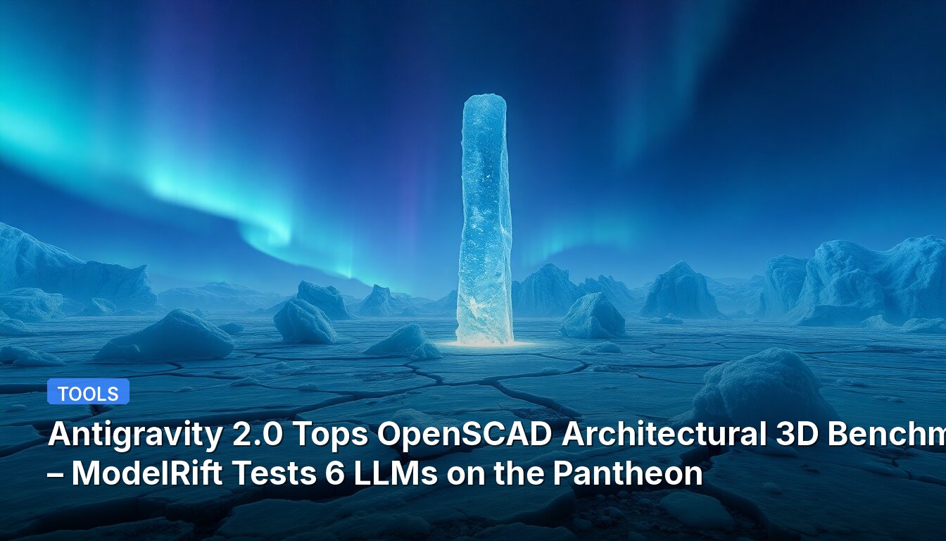 Antigravedad 2.0 Lidera el Benchmark Arquitectónico 3D de OpenSCAD – ModelRift Prueba 6 LLMs en el Panteón