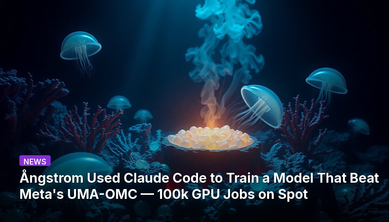 Ångstrom usó Claude Code para entrenar un modelo que superó a UMA-OMC de Meta — 100 000 trabajos de GPU en spot