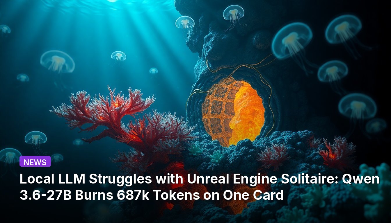 LLM Local Batalla con el Solitario de Unreal Engine: Qwen 3.6-27B Quema 687k Tokens en una Carta