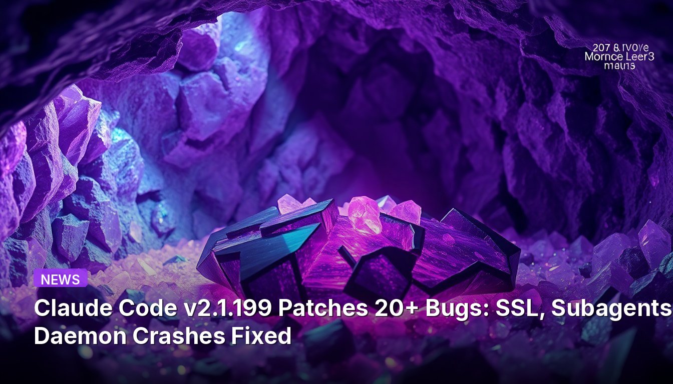 Claude Code v2.1.199 corrige plus de 20 bugs : correctifs SSL, sous-agents, plantages du démon