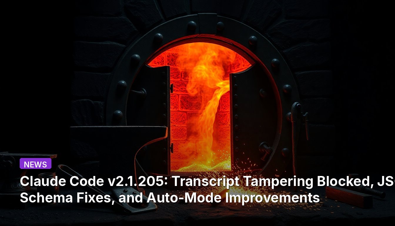 Claude Code v2.1.205: Transkript-Manipulation blockiert, JSON-Schema-Korrekturen und Verbesserungen im Auto-Modus