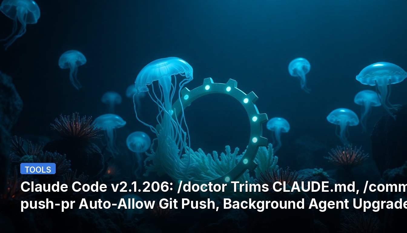Claude Code v2.1.206: /doctor recorta CLAUDE.md, /commit-push-pr permite automáticamente el Git push, actualización del agente en segundo plano