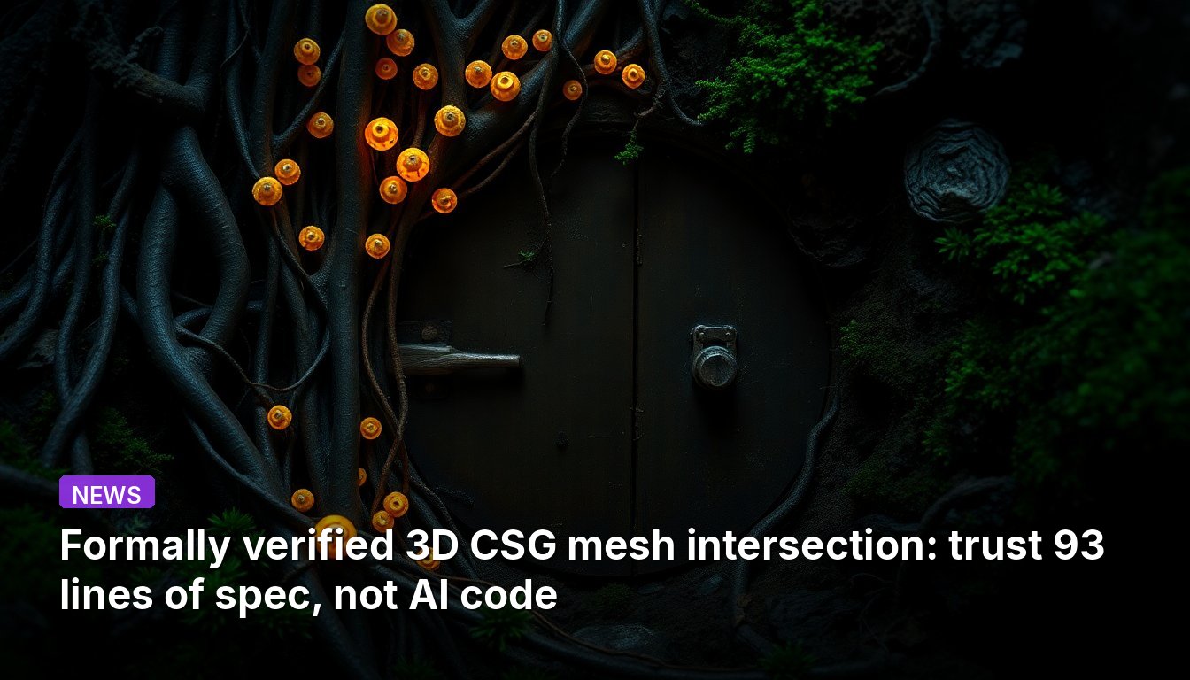 Intersección de malla CSG 3D verificada formalmente: confíe en 93 líneas de especificación, no en código de IA