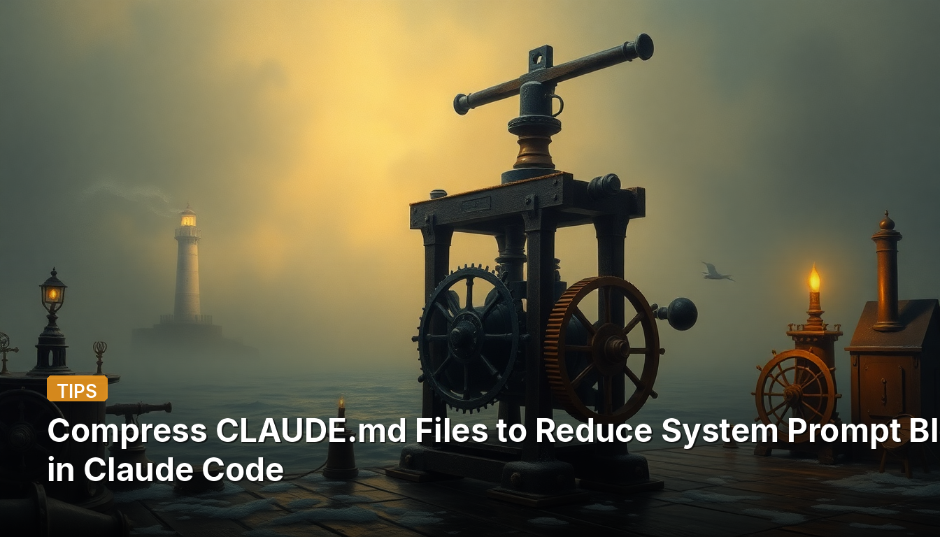 Claudeコードにおけるシステムプロンプトの肥大化を削減するため、CLAUDE.mdファイルを圧縮する