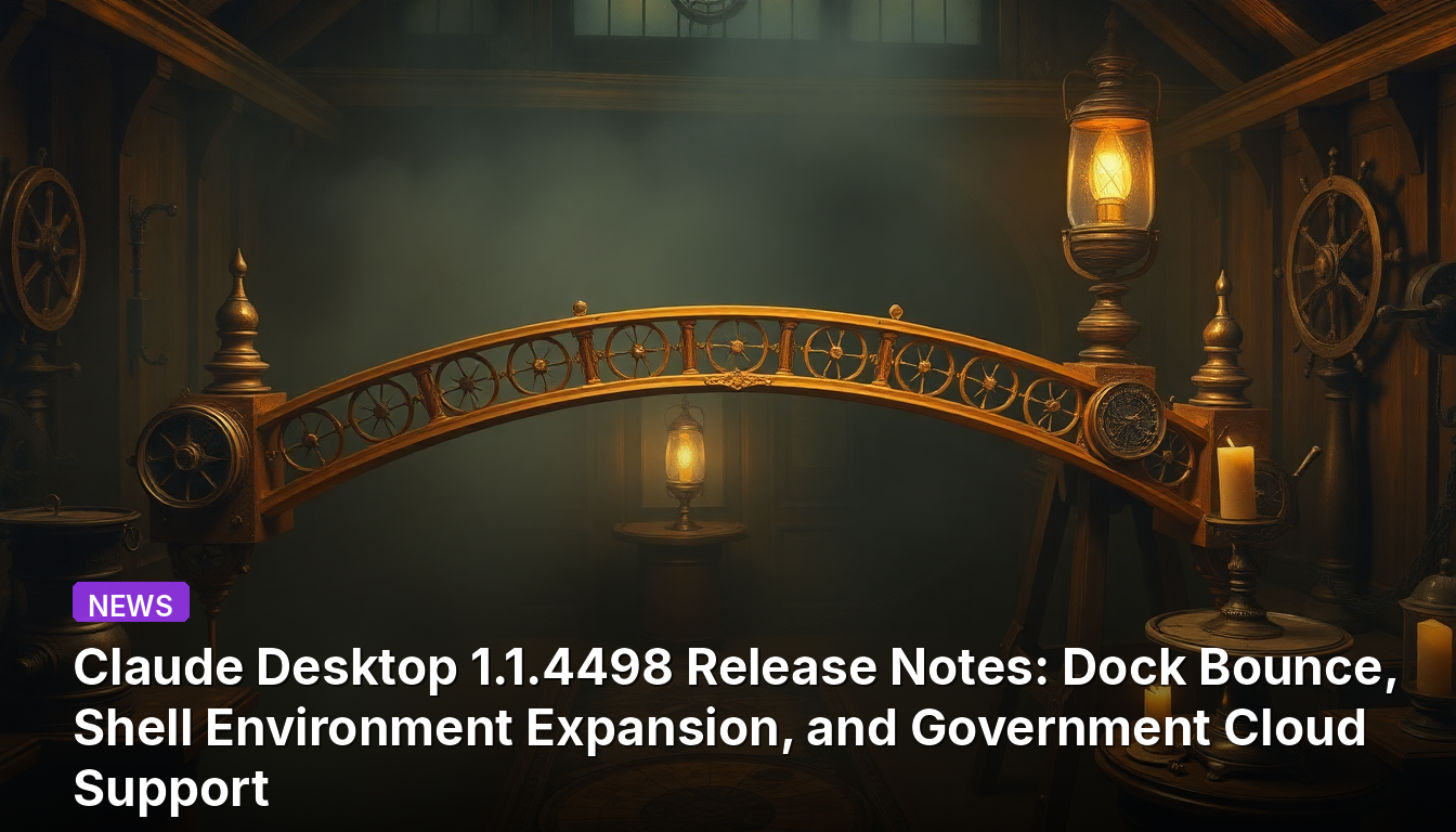 Notes de version de Claude Desktop 1.1.4498 : Rebond du Dock, Extension de l'environnement Shell et Prise en charge du Cloud Gouvernemental